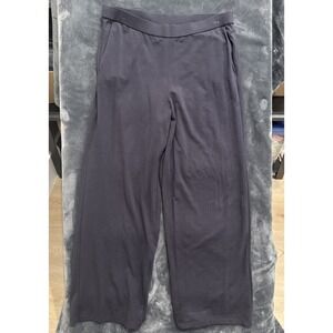 Eileen Fisher Pants Women Large Dark Blue/Grey Wide Leg Lounge Baggy Pull On